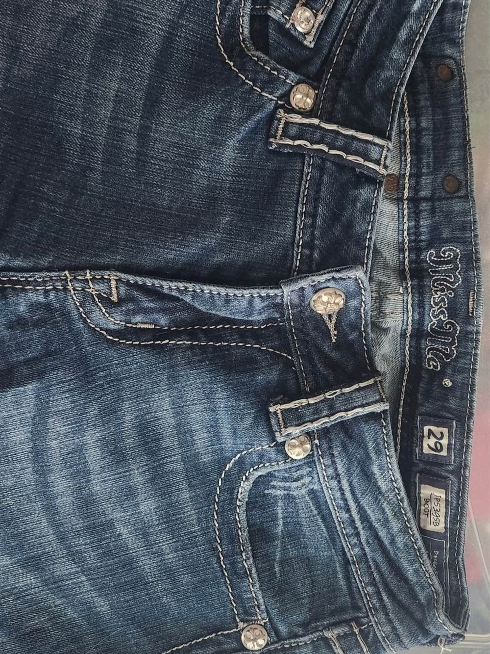 Miss Me Blue Bootcut Jeans with Contrast Stitching